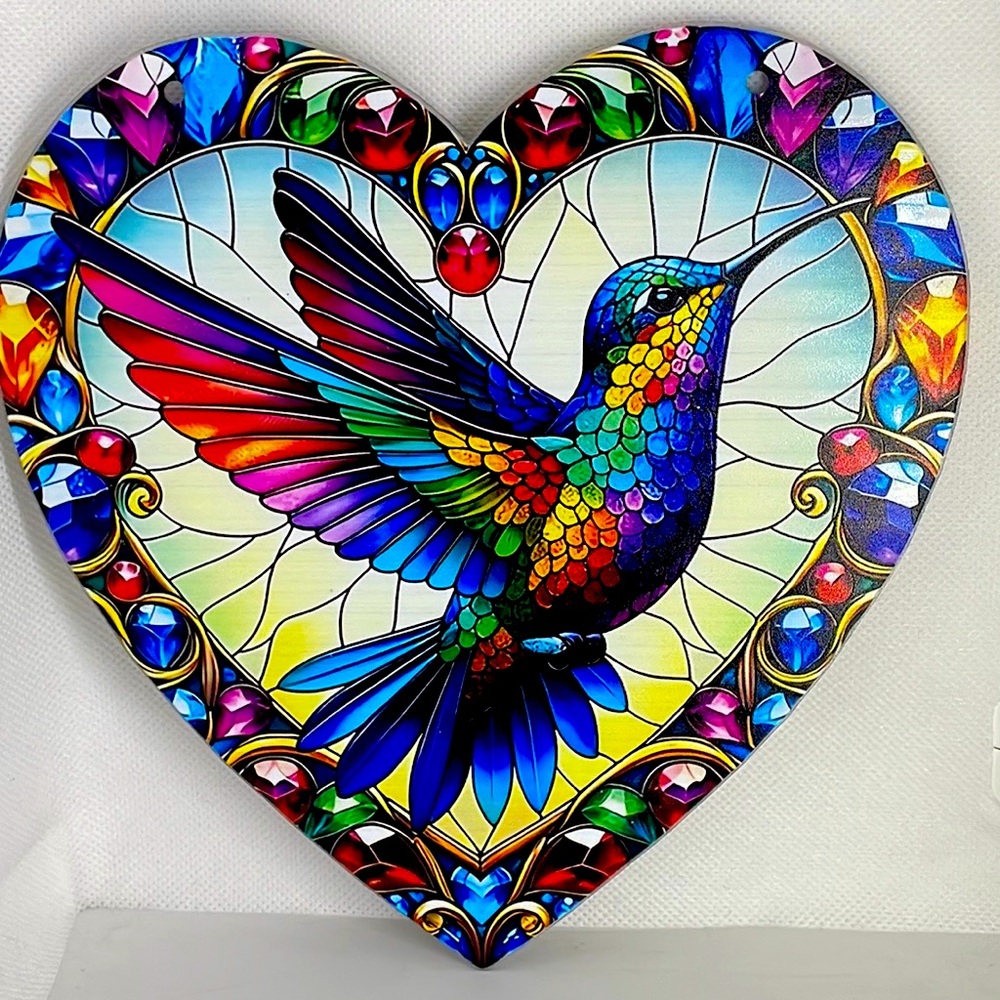 Suncatcher Hummingbird Acrylic Hanging Ornament Faux Stained Glass Gift Ideas